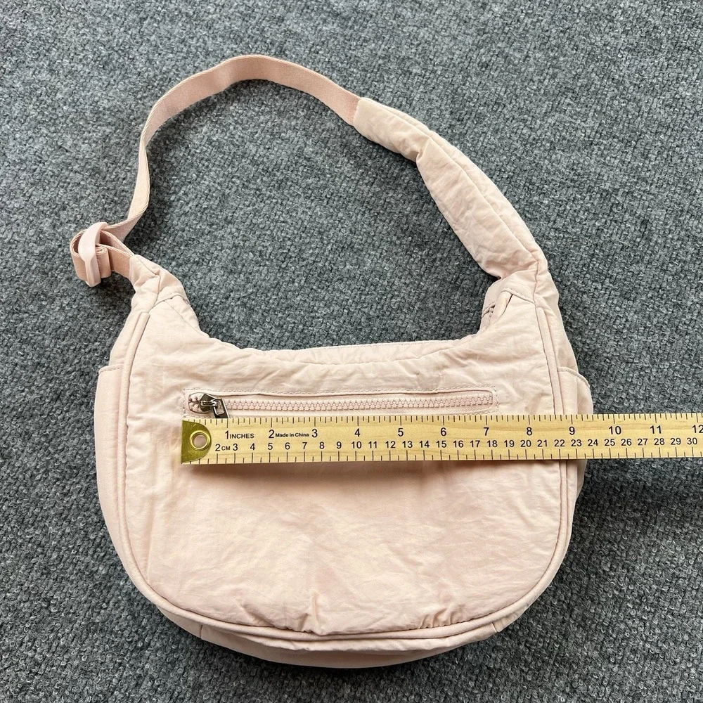 Westbronco Blush Pink Quilted Mini Hobo Bag Zip Top Adjustable Strap‎ W Logo